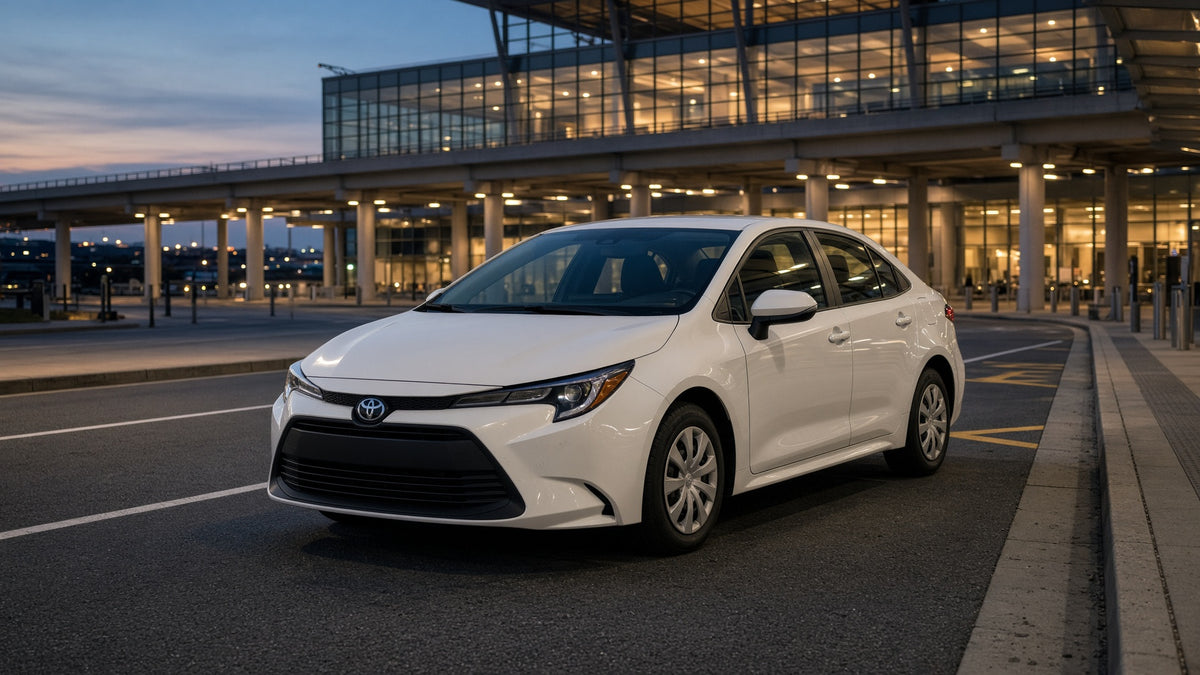 White Toyota Corolla LE at Atlanta airport
